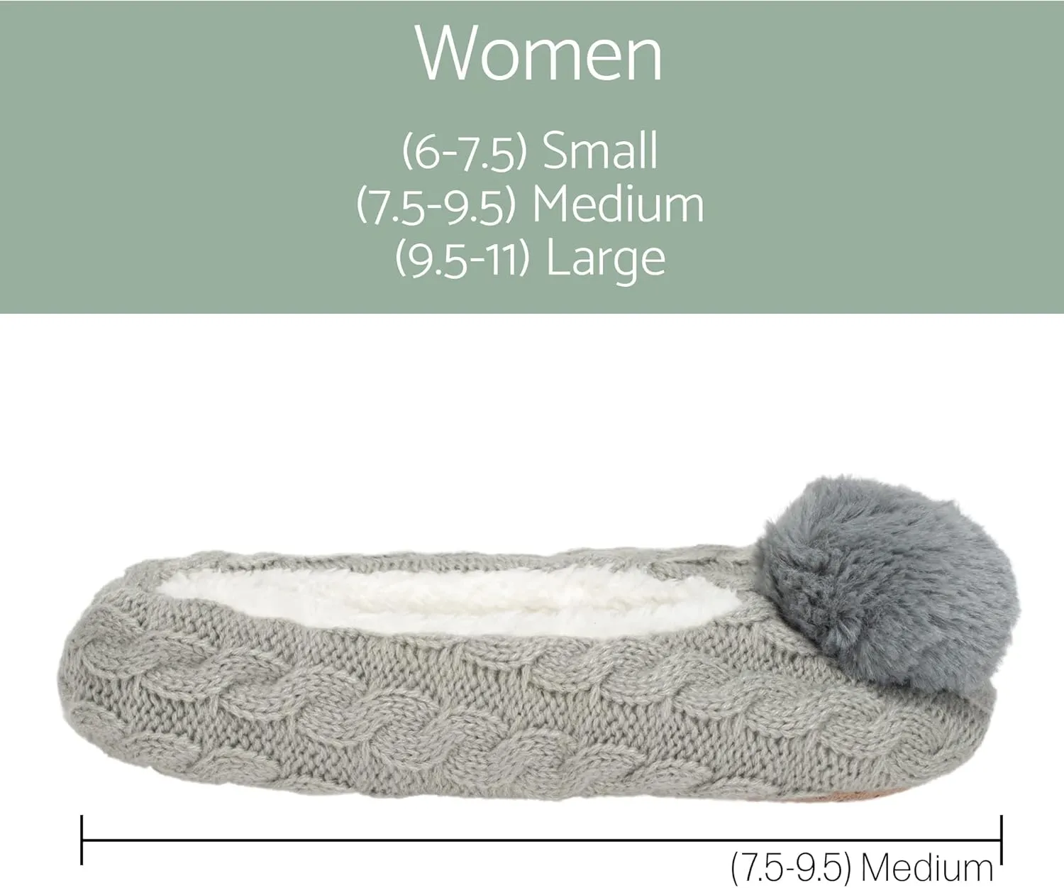 Elanze Designs Ballerina Knit Pom Womens Plush Lined Cozy Non Slip Indoor Soft Slipper