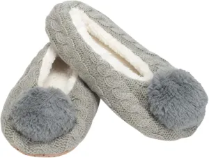 Elanze Designs Ballerina Knit Pom Womens Plush Lined Cozy Non Slip Indoor Soft Slipper