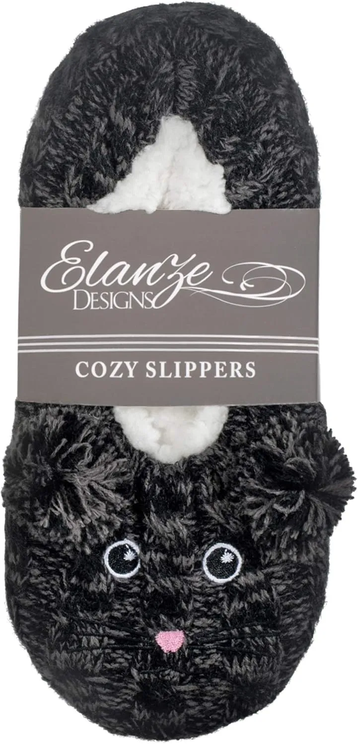 Elanze Designs Womens Animal Cozy Indoor Plush Lined Non Slip Fuzzy Soft Slipper