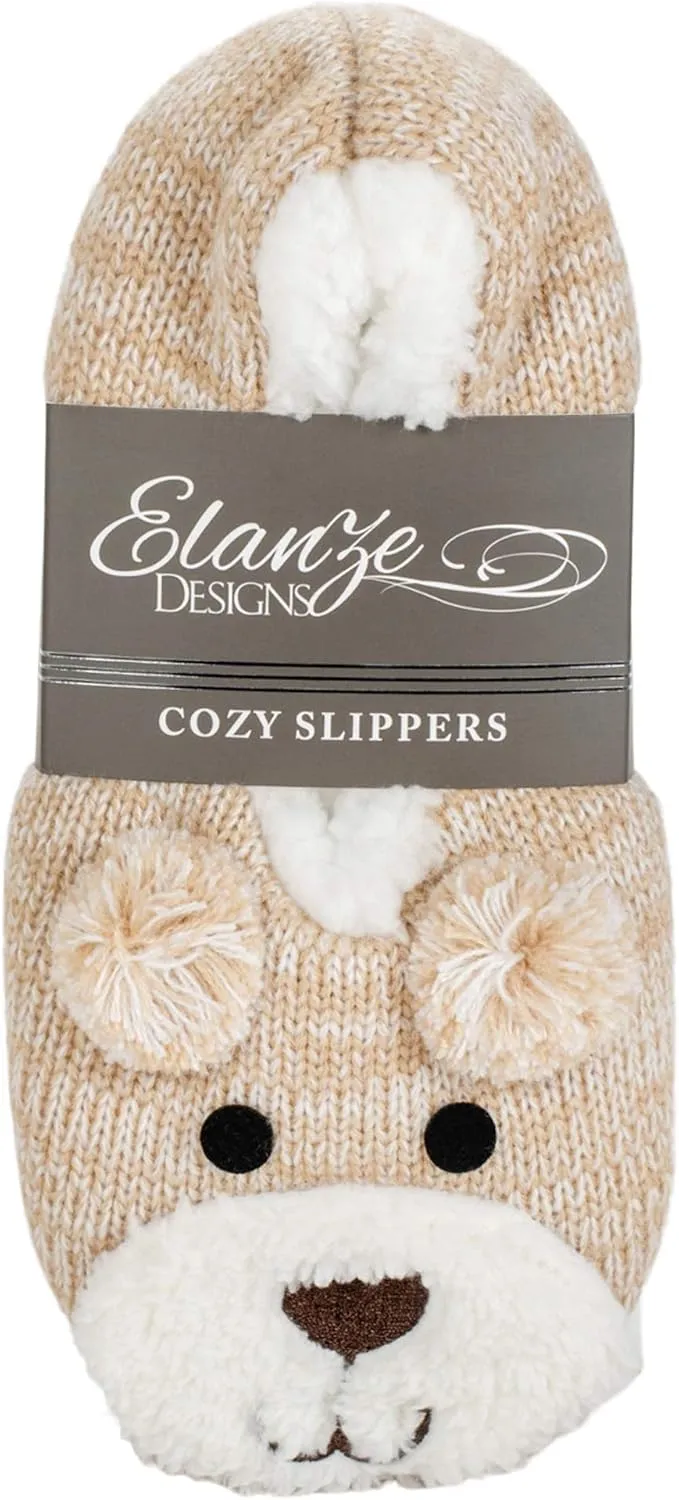 Elanze Designs Womens Animal Cozy Indoor Plush Lined Non Slip Fuzzy Soft Slipper