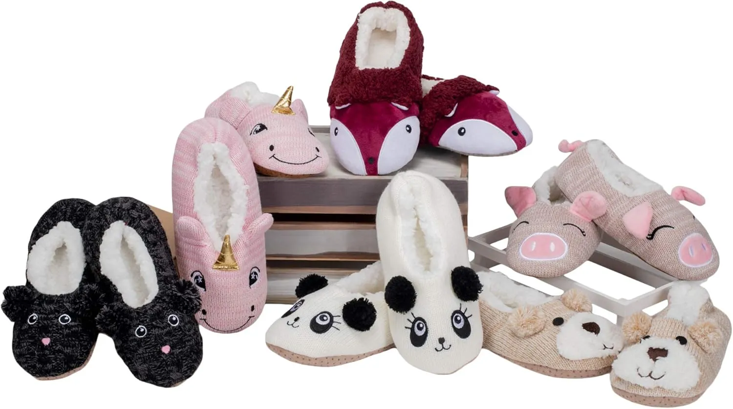 Elanze Designs Womens Animal Cozy Indoor Plush Lined Non Slip Fuzzy Soft Slipper