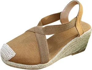 Espadrille Wedges Summer Ankle Strap Platform Sandals Closed Toe Crisscross Heels Walking Shoes Comfortable Espadrille Wedge Sandals for Women
