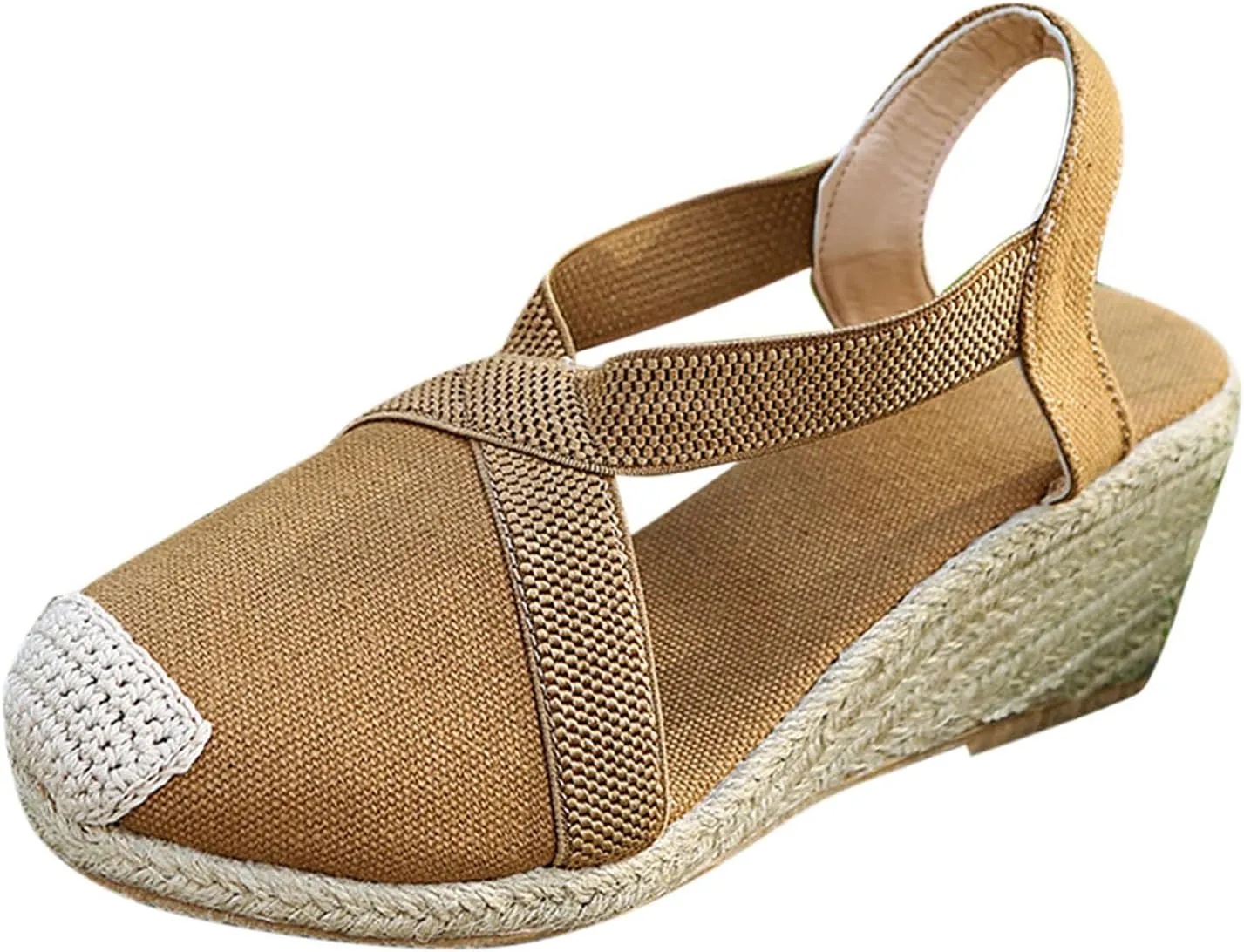 Espadrille Wedges Summer Ankle Strap Platform Sandals Closed Toe Crisscross Heels Walking Shoes Comfortable Espadrille Wedge Sandals for Women