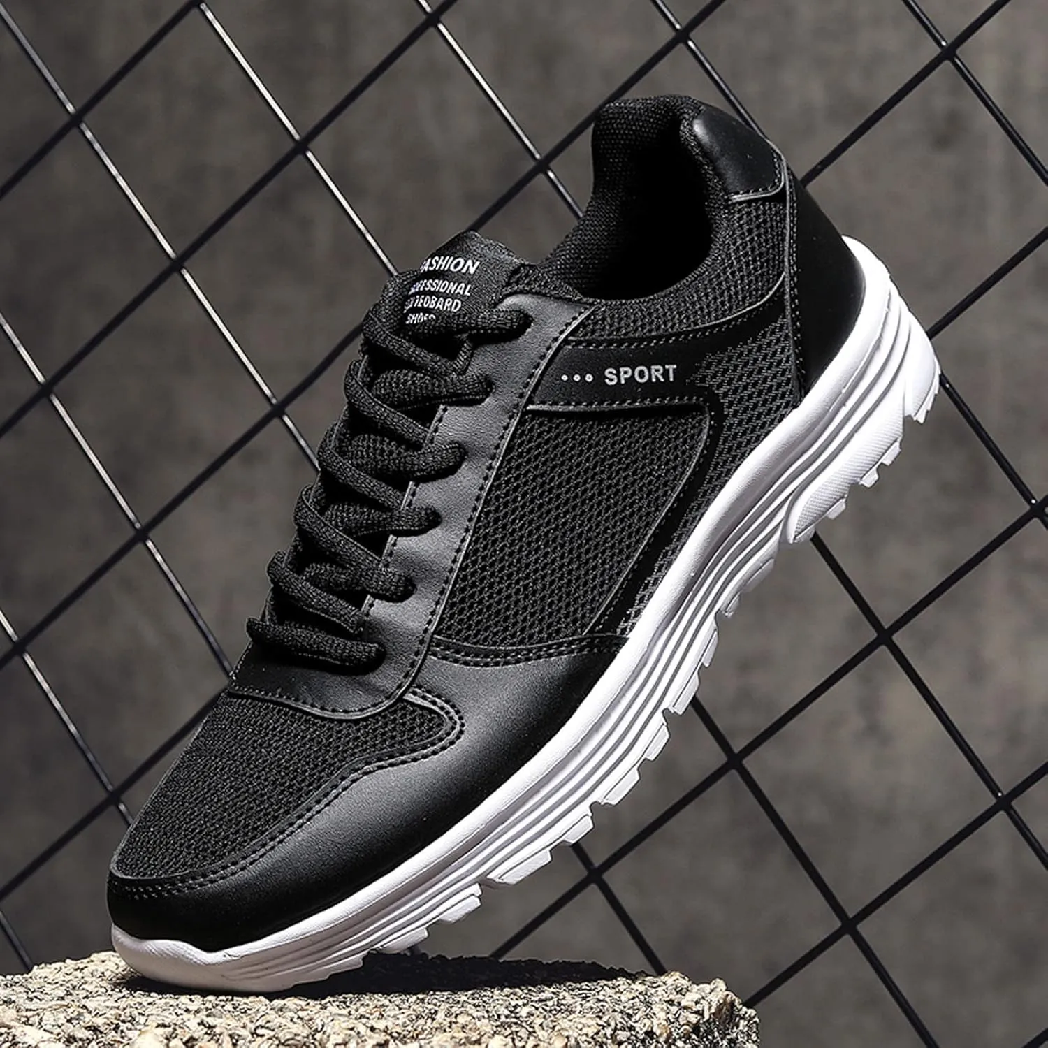 Fashion Men Mesh Mountaineering Casual Sport Shoes Lace Up Solid Color Running Breathable Soft Men's Sneaker