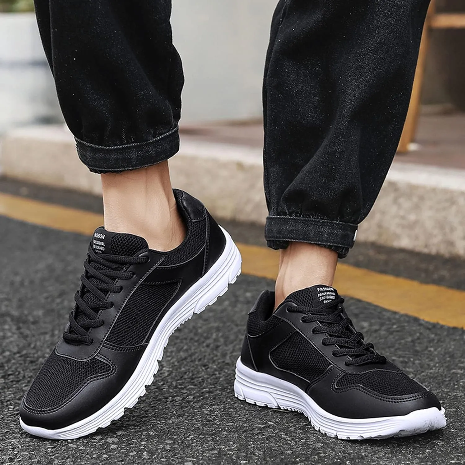 Fashion Men Mesh Mountaineering Casual Sport Shoes Lace Up Solid Color Running Breathable Soft Men's Sneaker