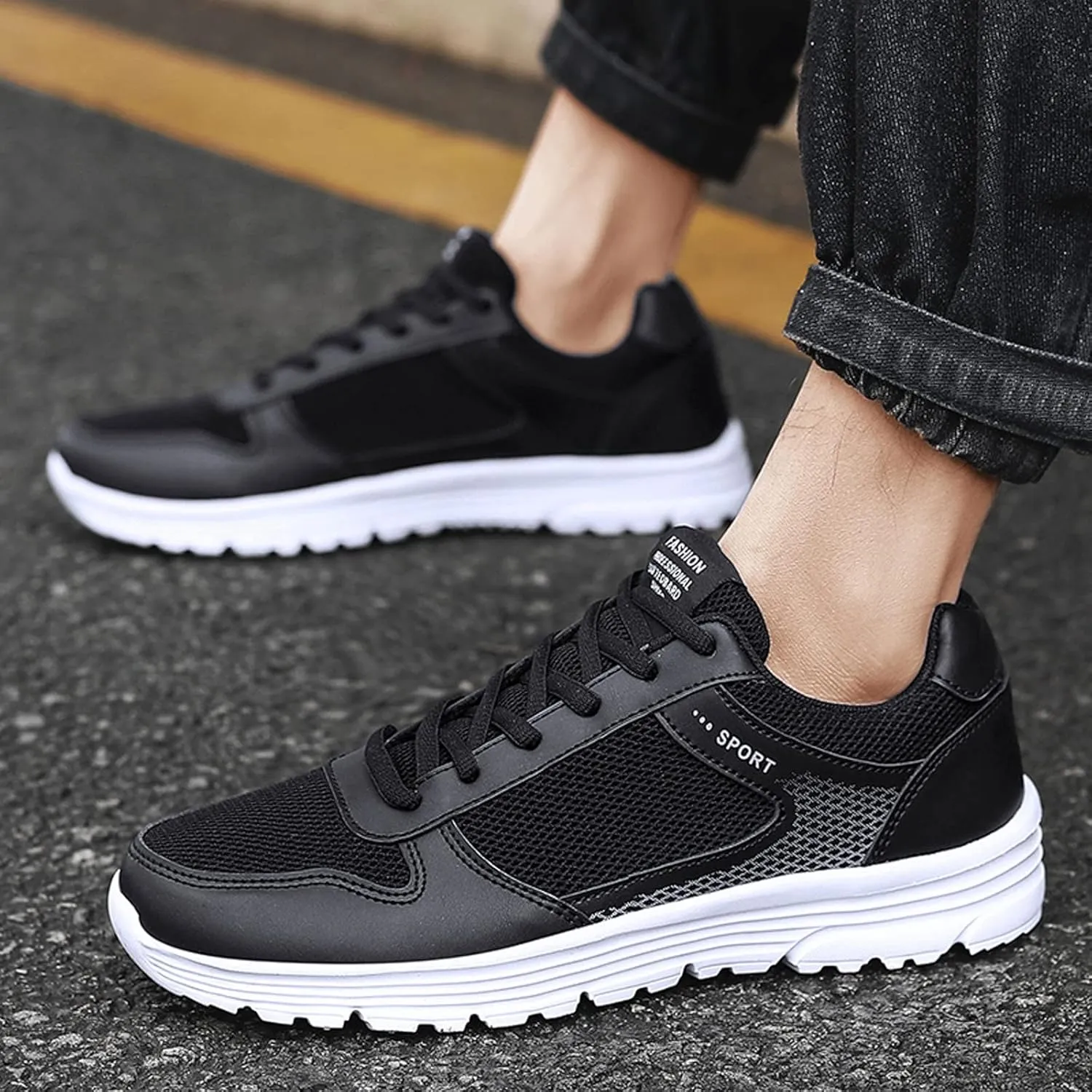 Fashion Men Mesh Mountaineering Casual Sport Shoes Lace Up Solid Color Running Breathable Soft Men's Sneaker