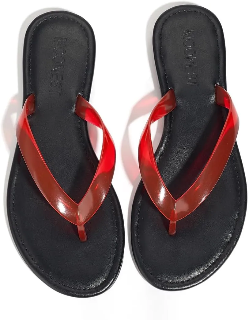 Flip Flops for Women Comfortable Transparent Beach Sandals Lightweight Slip on Walking Thong Sandals