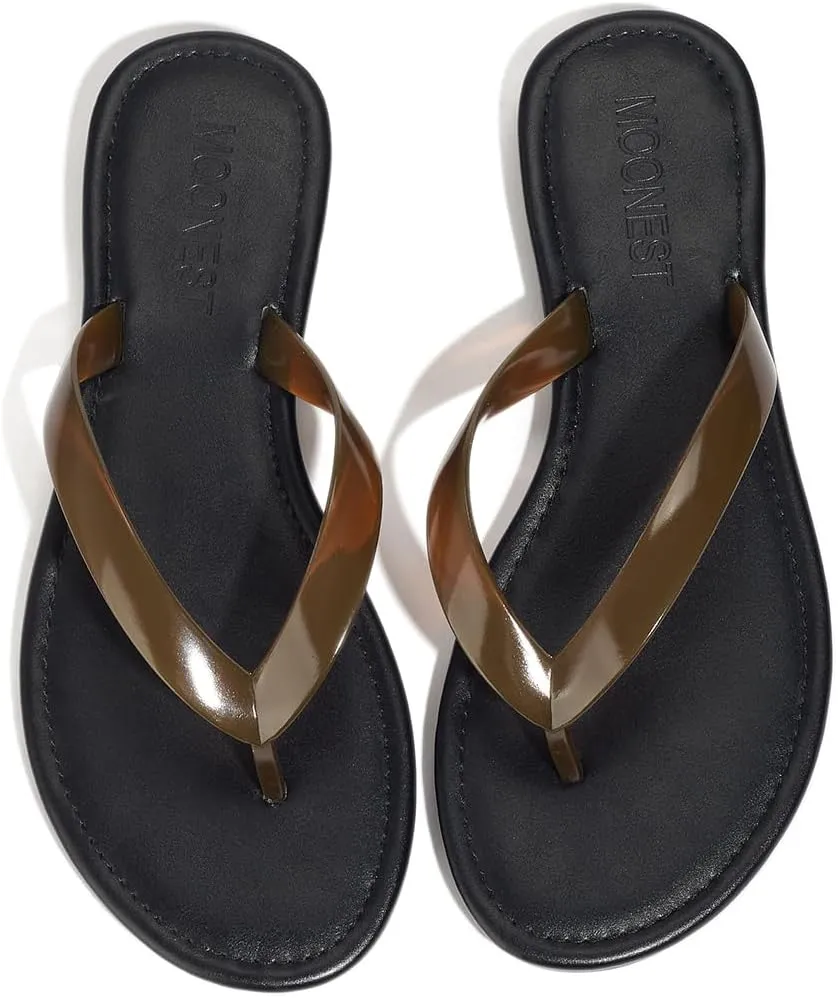 Flip Flops for Women Comfortable Transparent Beach Sandals Lightweight Slip on Walking Thong Sandals