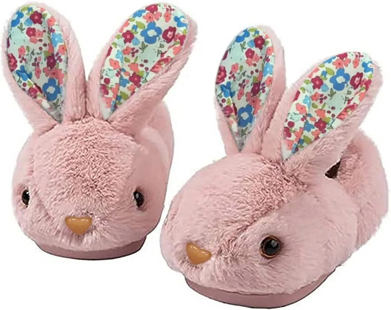 F𝘂r Fuzzy Bunny Ear Slippers for Girls Kids Baby Toddler Infant Cotton Soft Ankle Flat Shoes Winter Non Slip Slipper