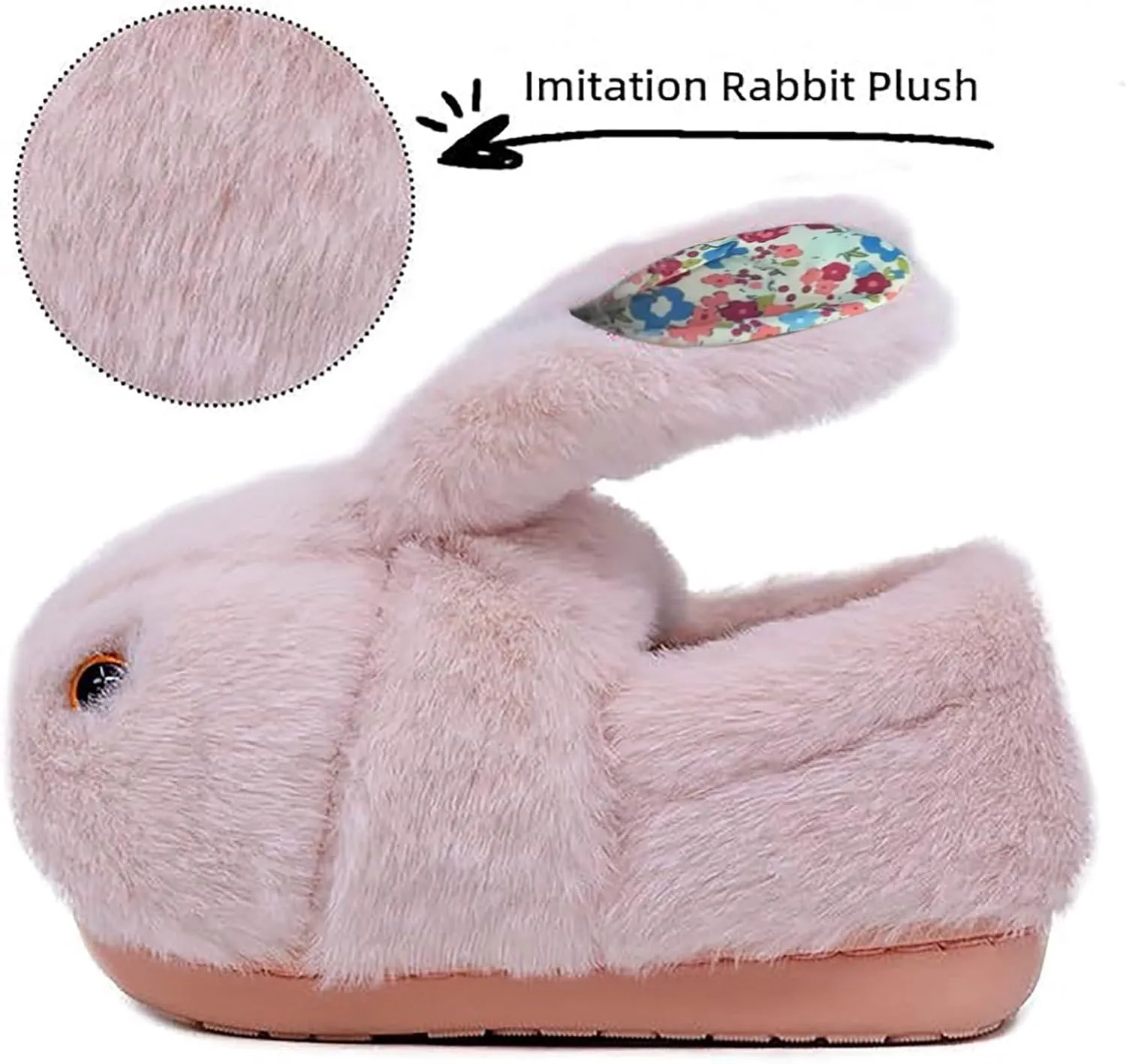 F𝘂r Fuzzy Bunny Ear Slippers for Girls Kids Baby Toddler Infant Cotton Soft Ankle Flat Shoes Winter Non Slip Slipper
