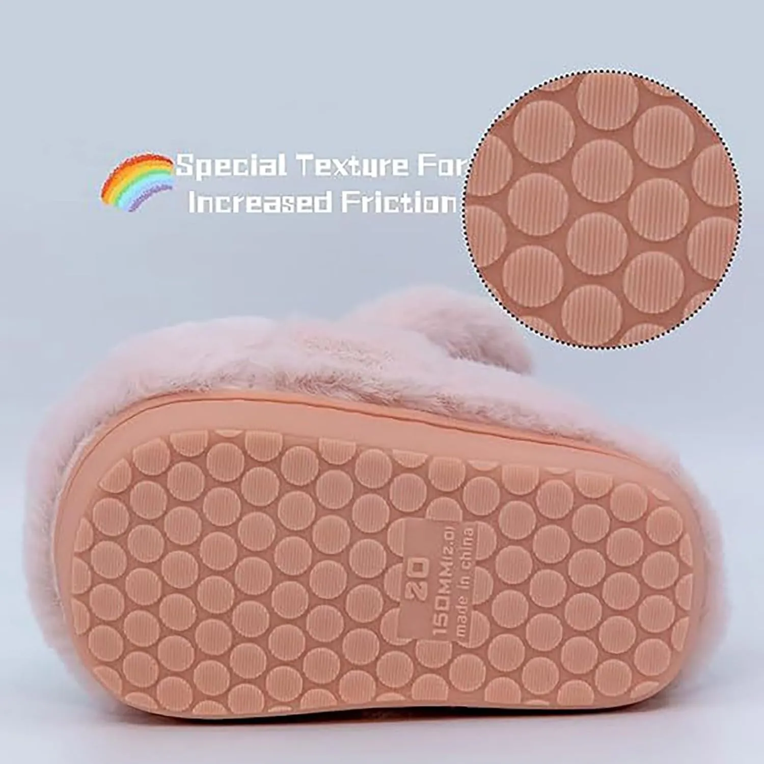 F𝘂r Fuzzy Bunny Ear Slippers for Girls Kids Baby Toddler Infant Cotton Soft Ankle Flat Shoes Winter Non Slip Slipper