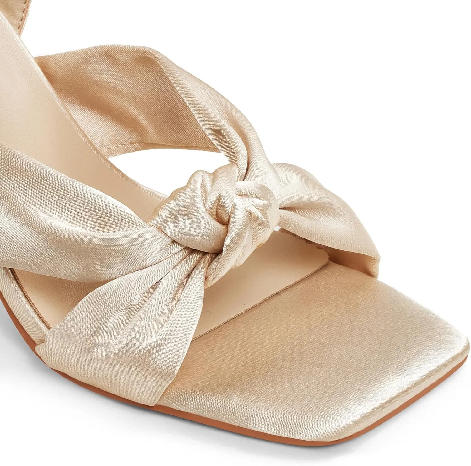 GENSHUO Ankle Strap High Heels Knot Sandals