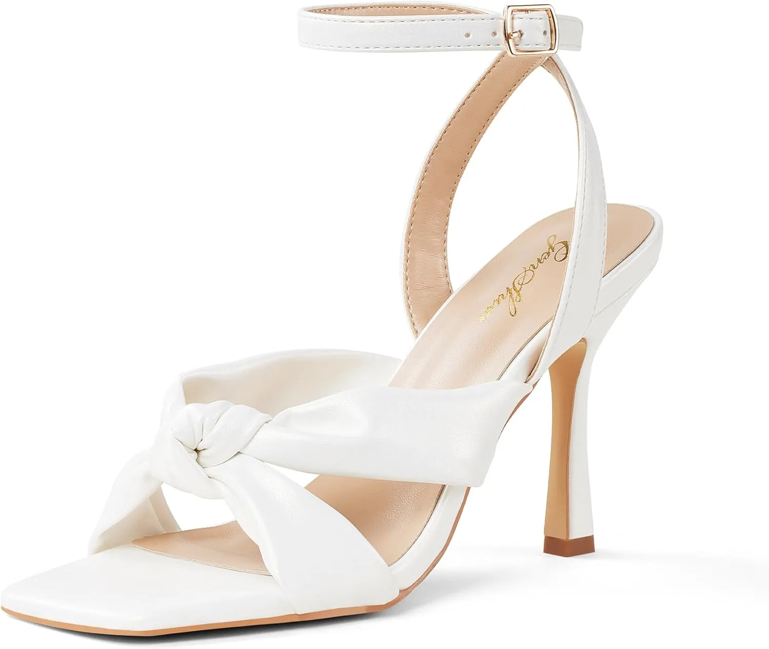 GENSHUO Ankle Strap High Heels Knot Sandals