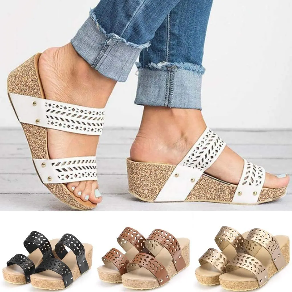 Gibobby Sandals for Women Wide Width,2019 Summer Comfy Platforms Sandal Shoes Beach Holllow Shoe Casual Flip Flops Slippers