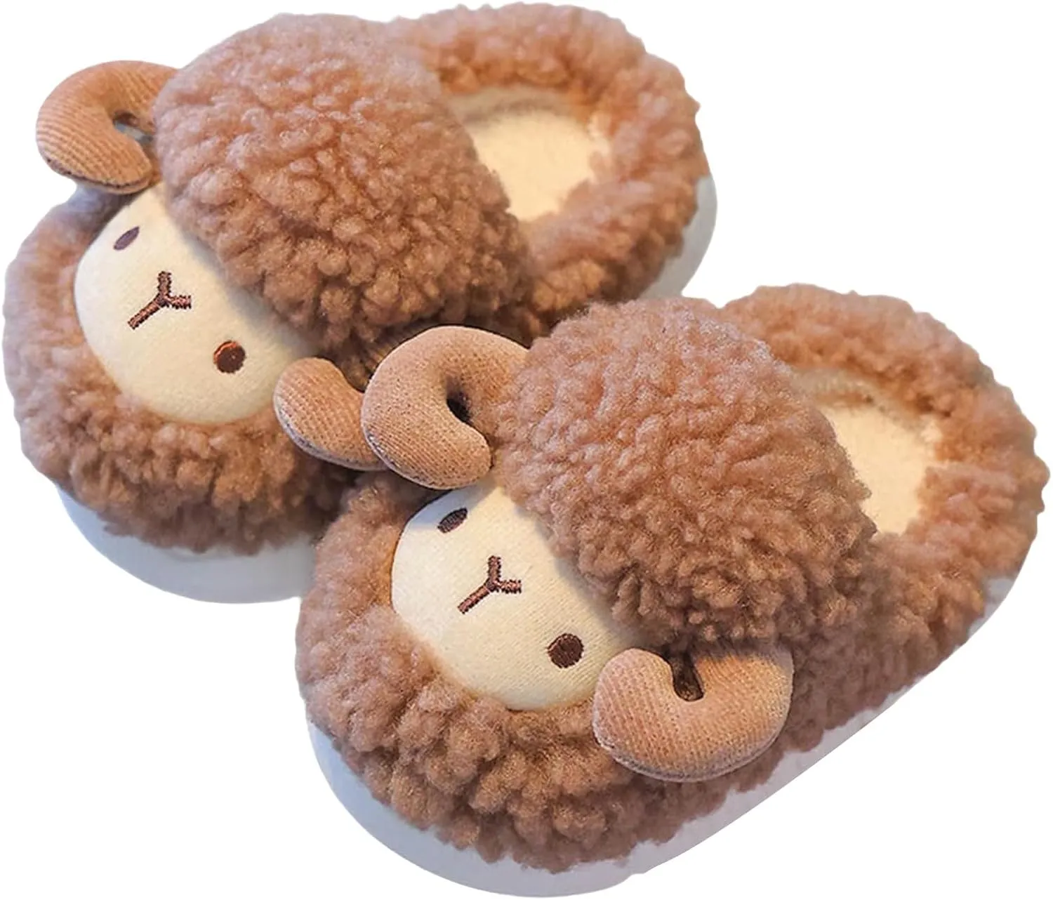 Girls Boys Cute Sheep Slippers Winter Plush Slippers Toddler Cartoon Animals Slippers Kids Fluffy House Slippers