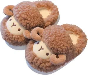 Girls Boys Cute Sheep Slippers Winter Plush Slippers Toddler Cartoon Animals Slippers Kids Fluffy House Slippers