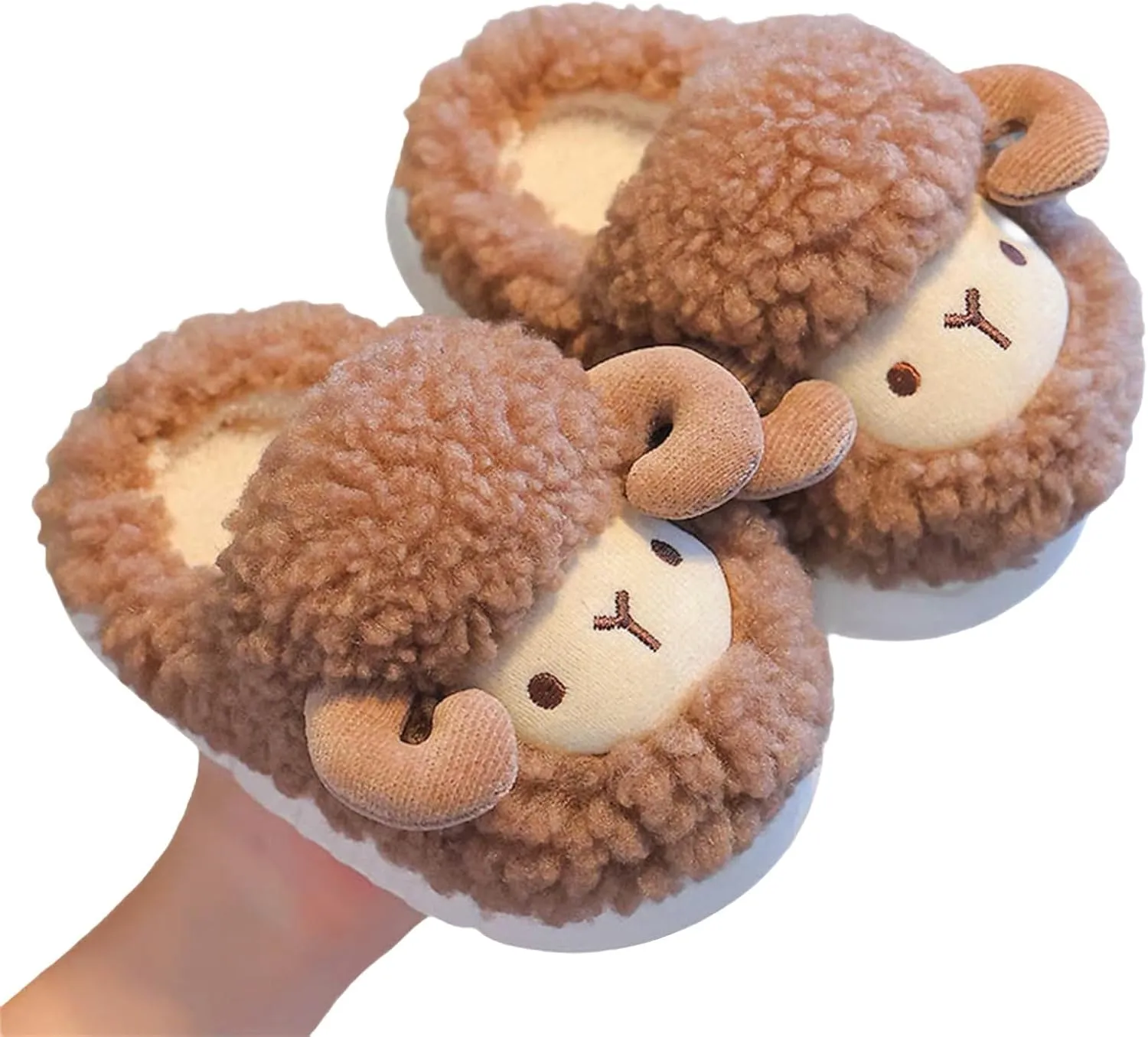 Girls Boys Cute Sheep Slippers Winter Plush Slippers Toddler Cartoon Animals Slippers Kids Fluffy House Slippers