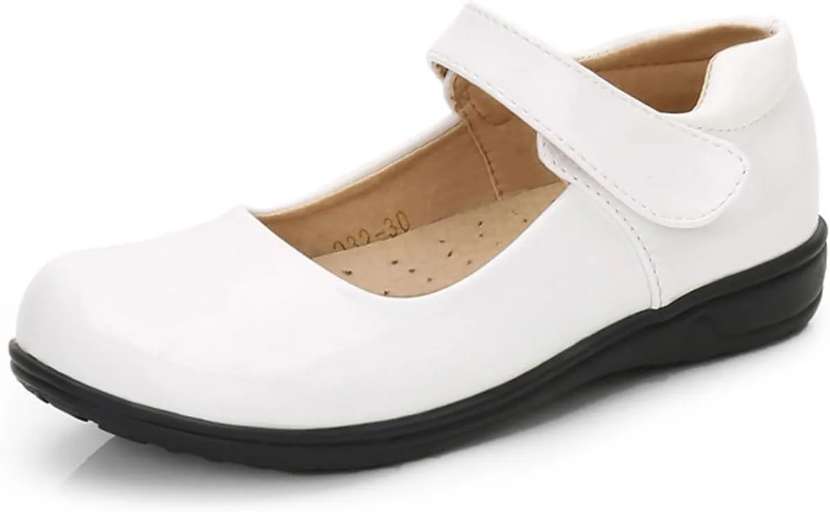 Girls Leather Dress Shoes Classic Mary Jane Ballet Flats for Kids Princess Shoes Dress-Up Party Wedding Sandals
