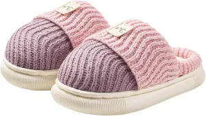 Girls Platform Knit Slippers Cozy Winter Warm Fuzzy Memory Foam Slip-On Plush House Slides Shoes Kids Boys Indoor Flat