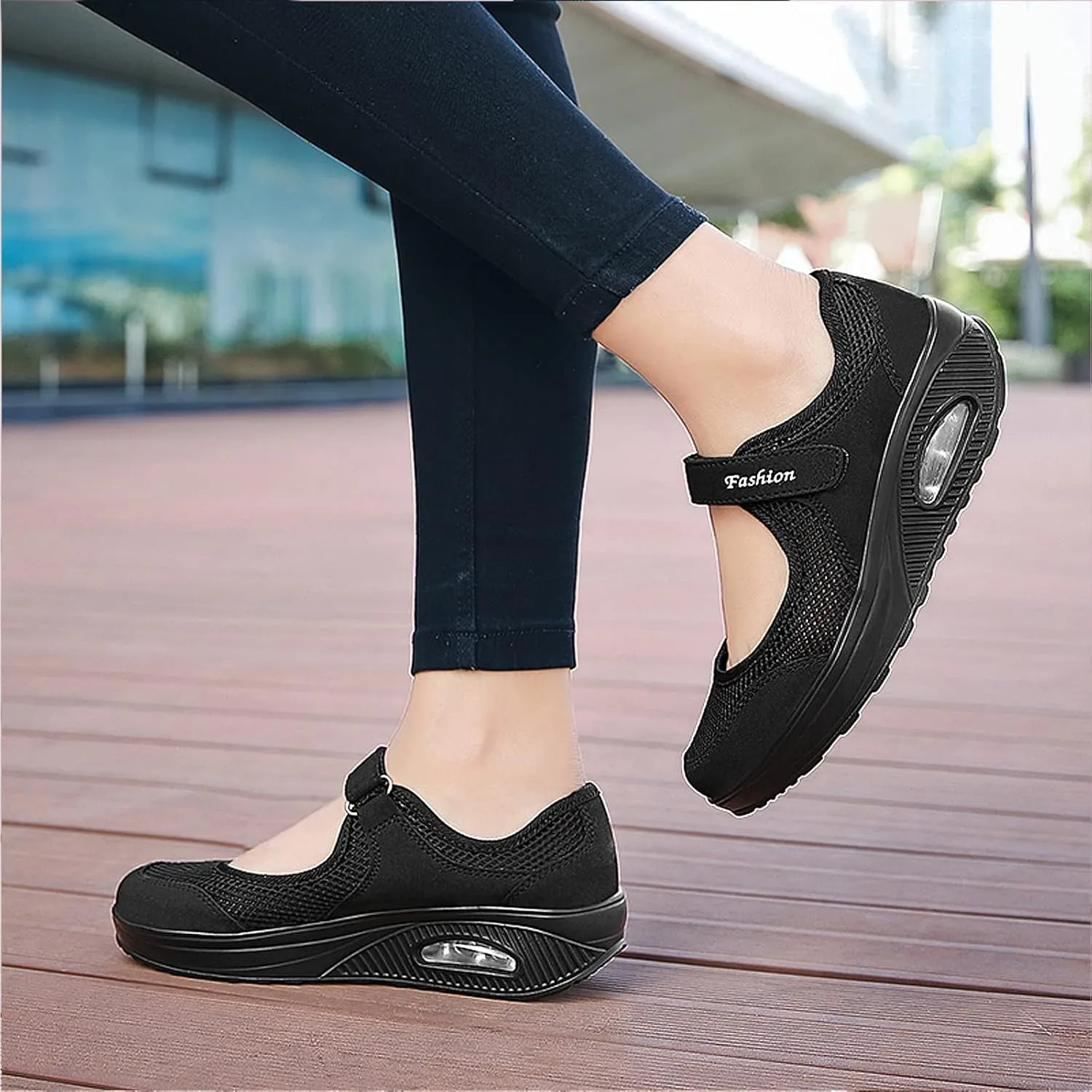 ihinzry Women's Mesh Air Cushion Nurse Shoes Comfortable Casual Wedges Walking Shoes Non-Slip Fashion Breathable Sneakers