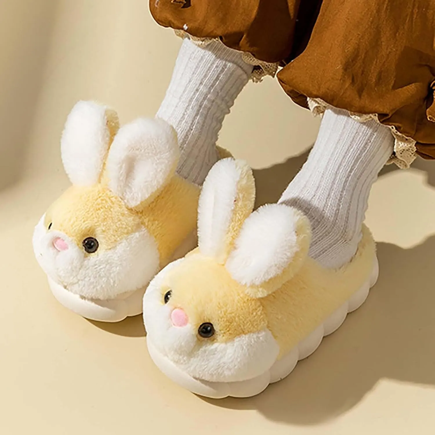 Kids Fuzzy Slippers Cute Bunny Slipper for Girls Boys Ear Plush Toddler Soft Warm Home House Cozy Anti-Slipe Shoes