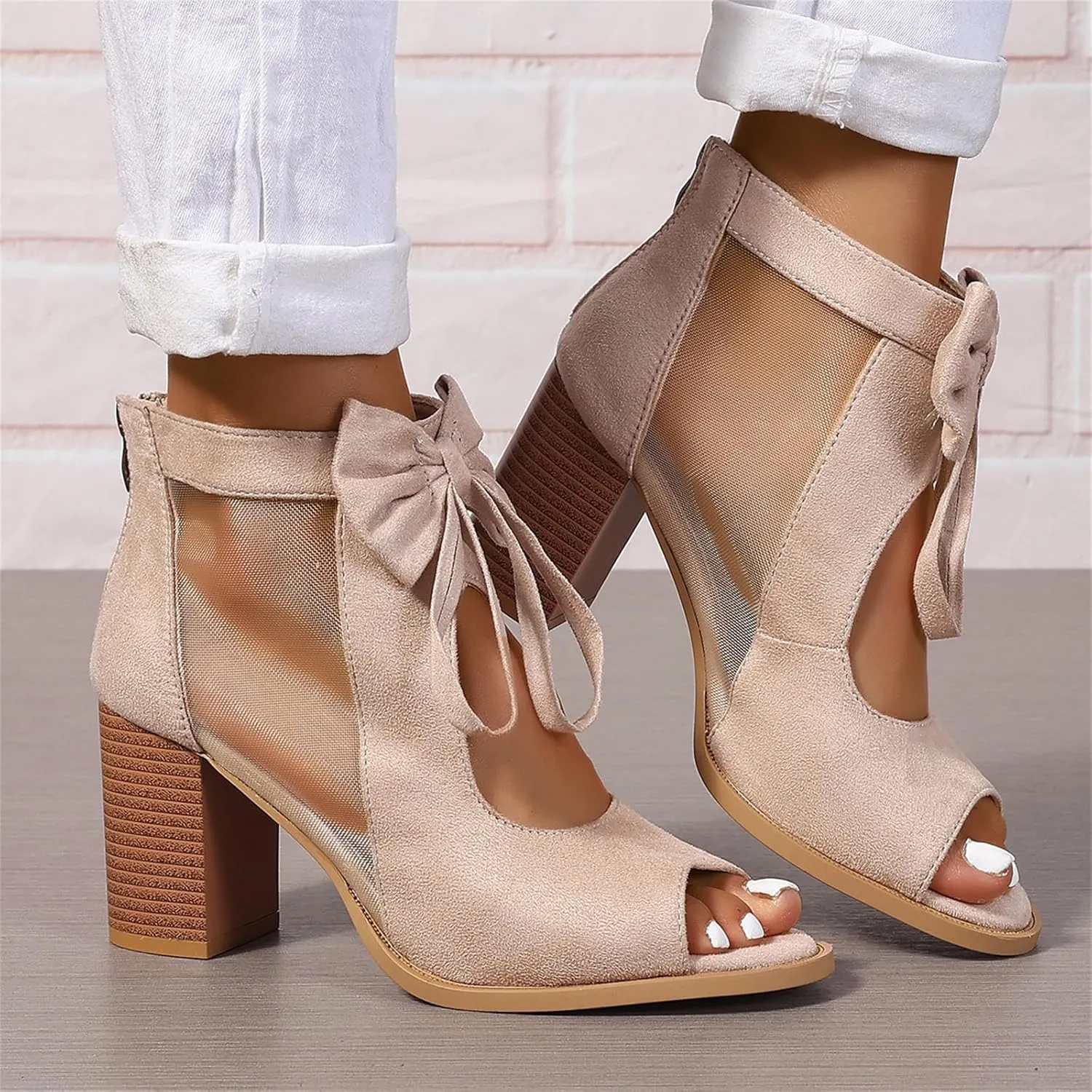 Ladmiple Chunky Heels For Women Dressy Block Heels Open Toe Ankle Strap Heeled Sandals Comfortable Party Wedding Pumps Shoes