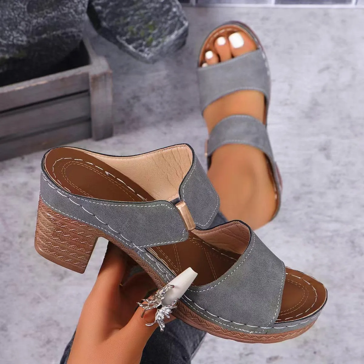 Ladmiple Chunky Heels For Women Wedding Open Toe Block Heeled Dress Sandals Ankle Strap Pump Comfortable Party Dressy Shoes
