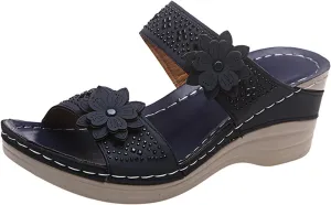 Ladmiple Summer Sandals for Women 2023 Wedge Flower Flip Flops Slides Sandal Breathable Open Toe Comfy Orthopedic Sandal