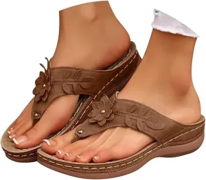Lausiuoe Orthopedic Sandals For Women 2025 Comfortable Dressy Summer Slides Comfy Casual Soft Sole Orthotic Thong Flip Flops