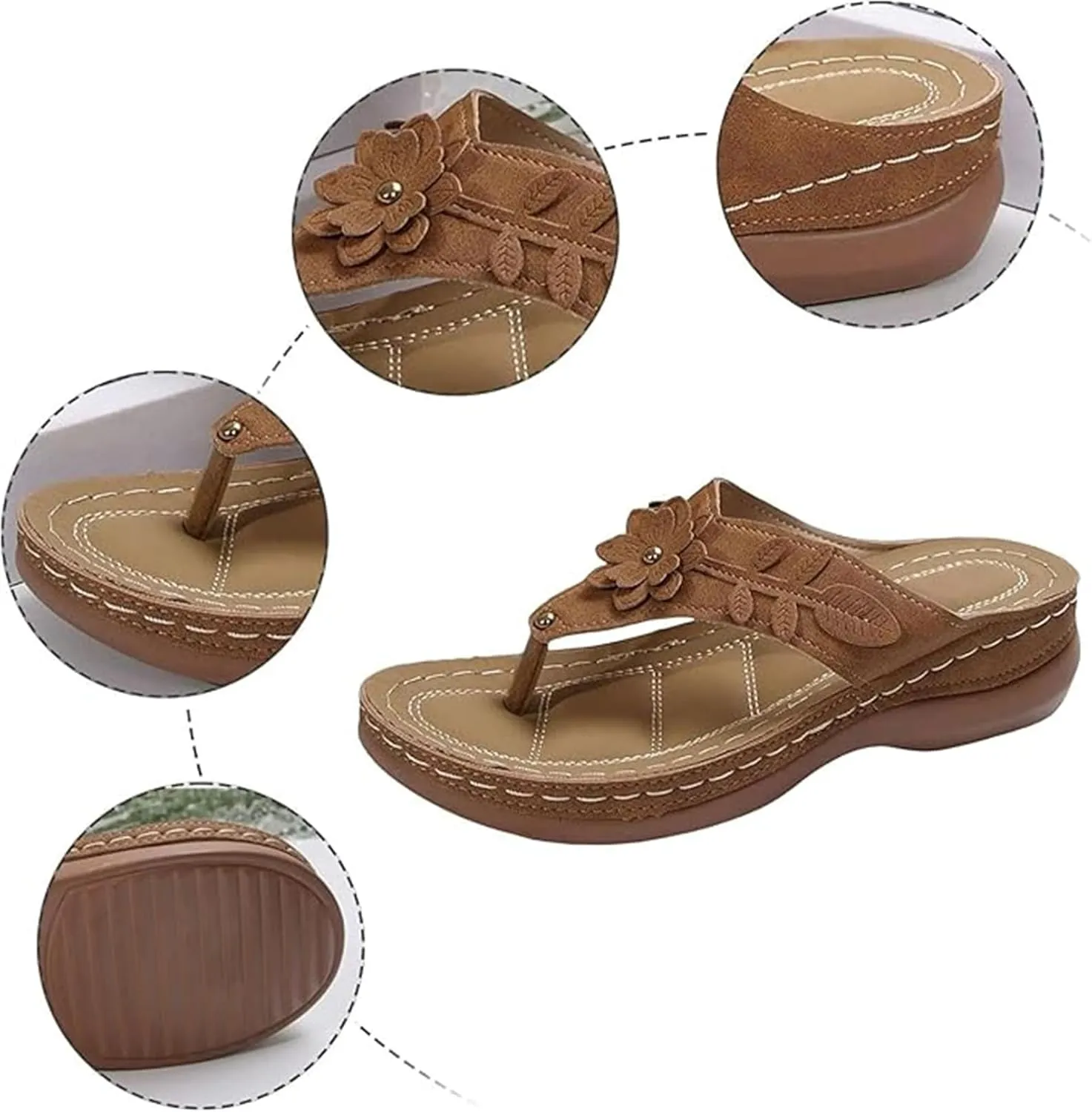 Lausiuoe Orthopedic Sandals For Women 2025 Comfortable Dressy Summer Slides Comfy Casual Soft Sole Orthotic Thong Flip Flops