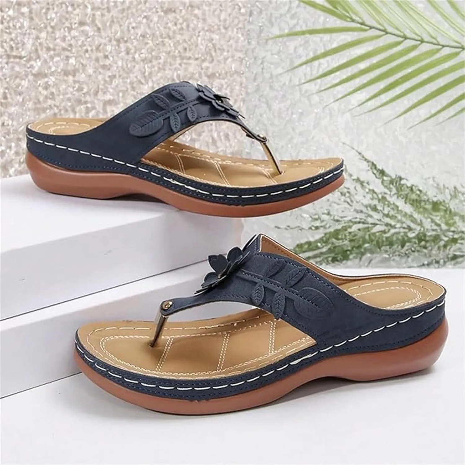 Lausiuoe Sandals For Women 2025 Comfortable Walking Orthopedic Slippers Arch Support Dressy Summer Orthotic Thong Flip Flops