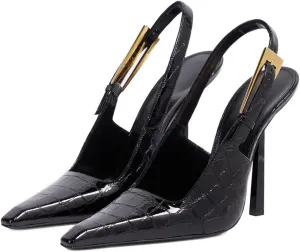 Mattiventon Slingback Stiletto High Heels for Women Pointed Toe High Heels Backless Patent Leather Heels Fashion Dress Shoes for Women