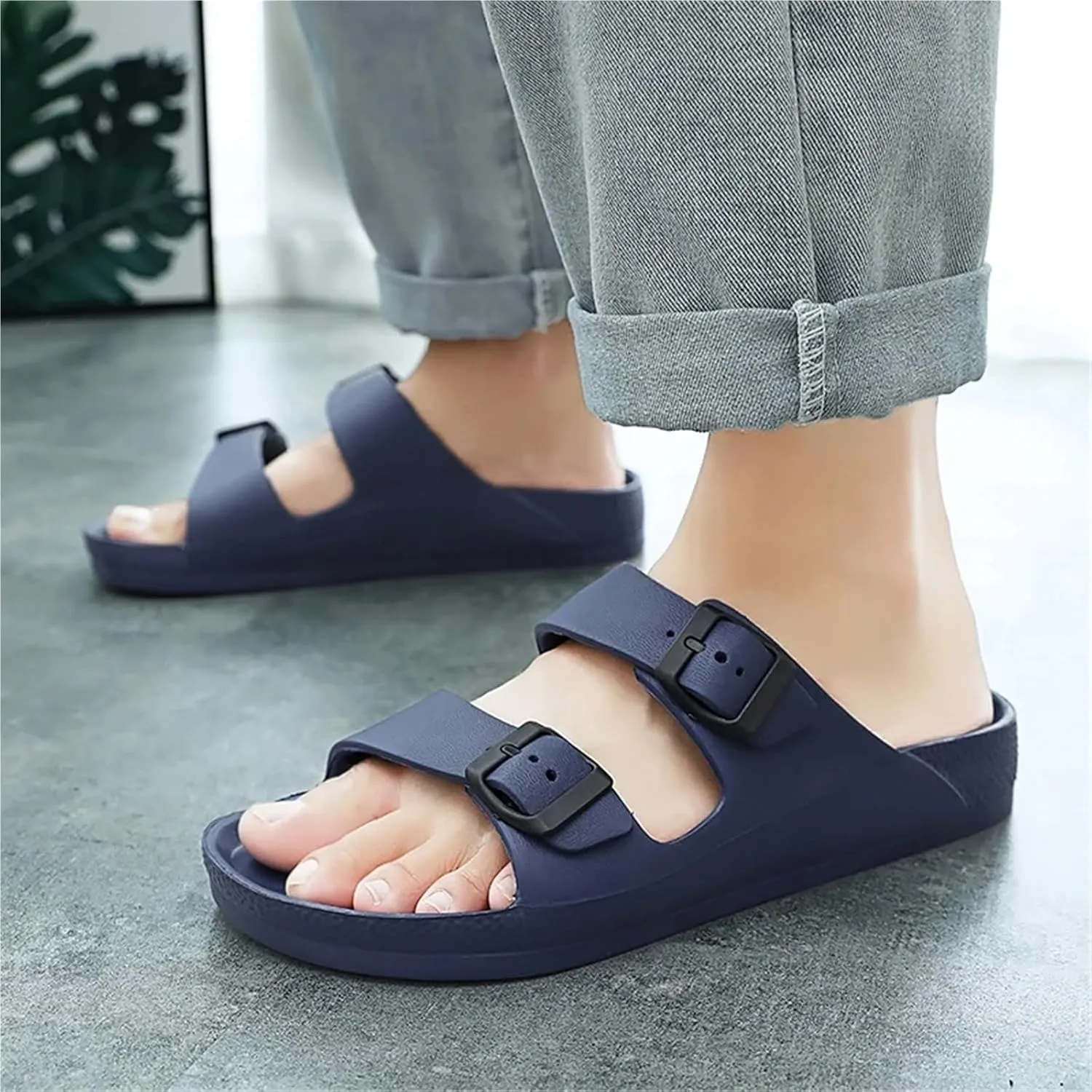 Men's Beach Sandals Summer Slippers Massage Outdoor Beach Sandals Flip-Flops Home Slides Bathroom Shoes for Summer(White,36)