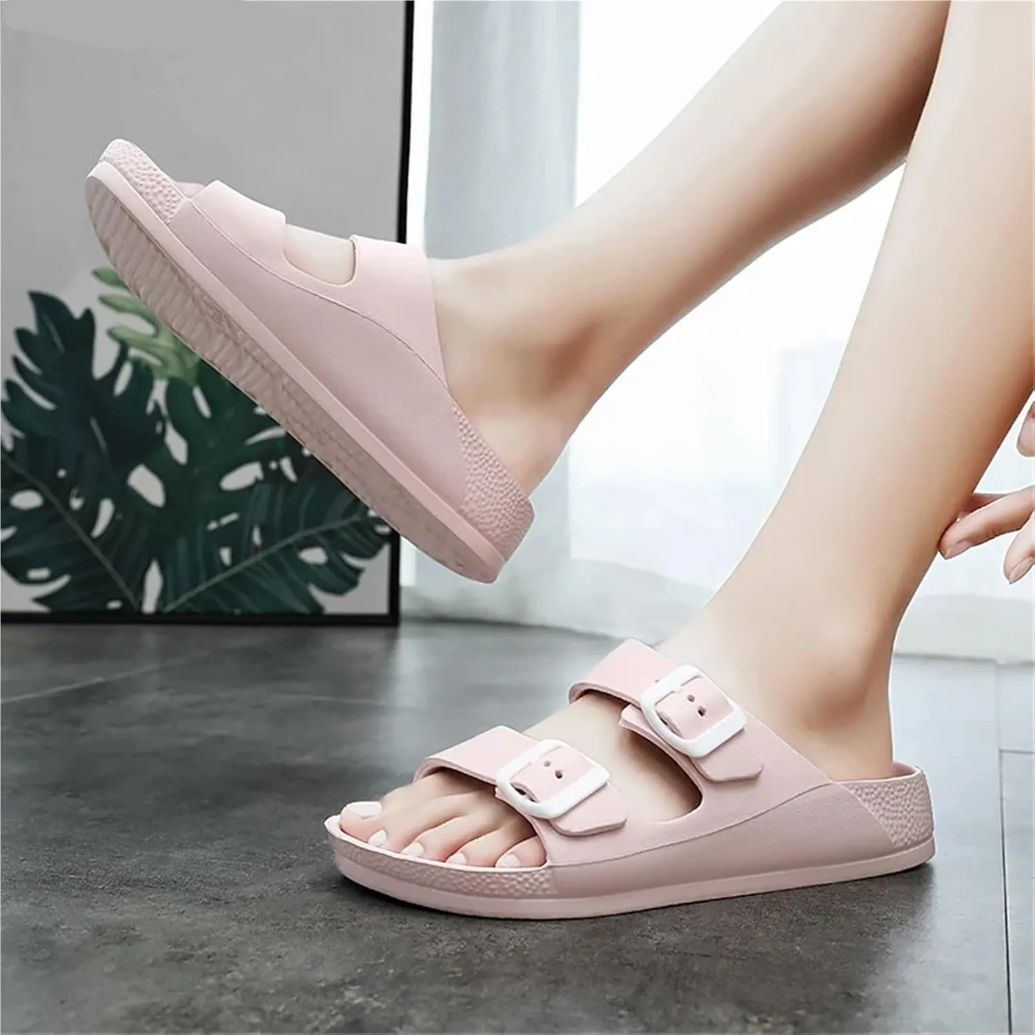 Men's Beach Sandals Summer Slippers Massage Outdoor Beach Sandals Flip-Flops Home Slides Bathroom Shoes for Summer(White,36)
