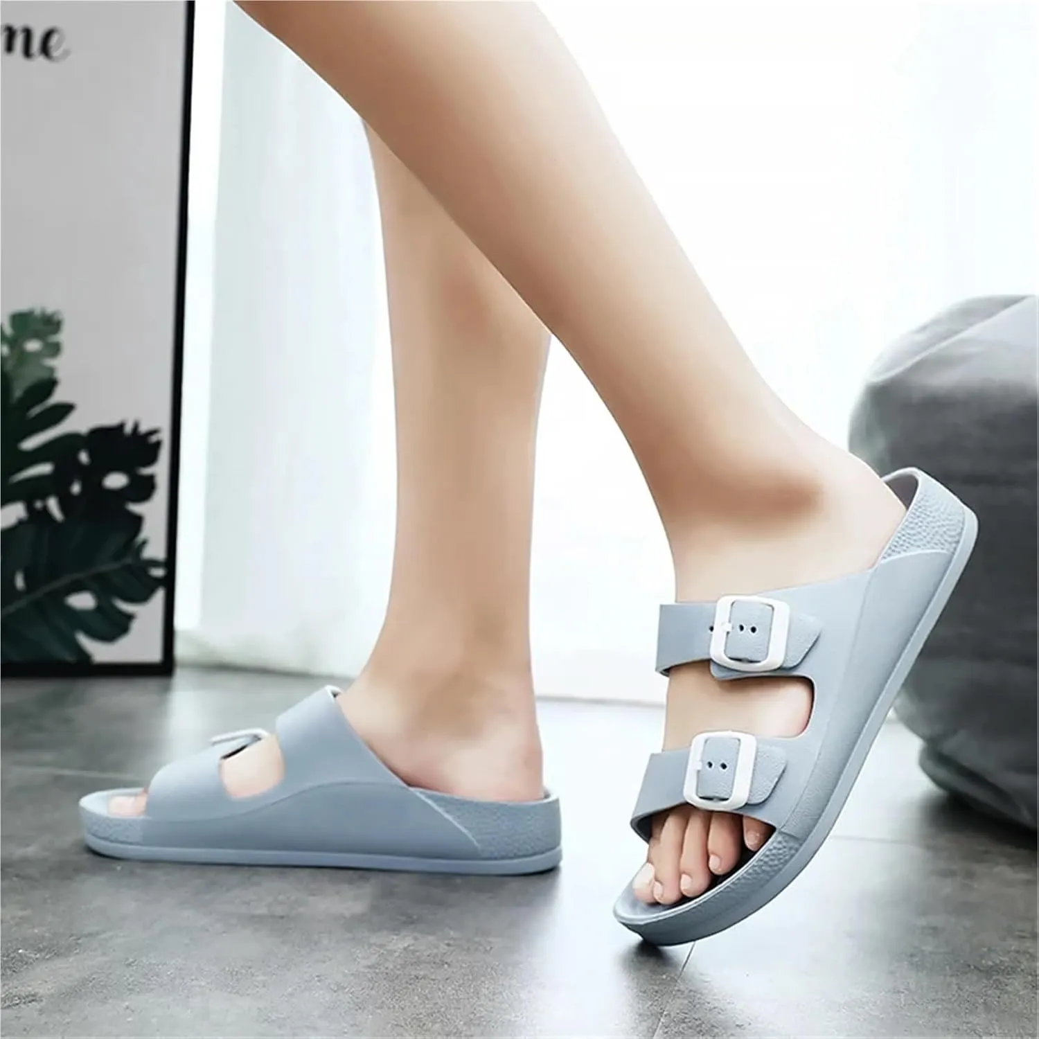 Men's Beach Sandals Summer Slippers Massage Outdoor Beach Sandals Flip-Flops Home Slides Bathroom Shoes for Summer(White,36)