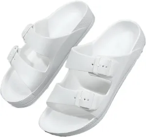 Men's Beach Sandals Summer Slippers Massage Outdoor Beach Sandals Flip-Flops Home Slides Bathroom Shoes for Summer(White,36)