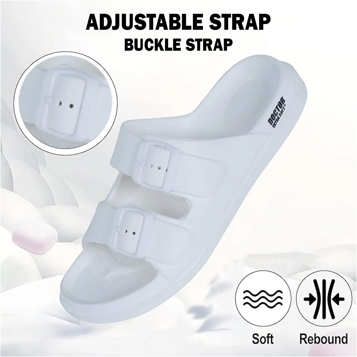 Men's Classic Cushion Sliders/Slippers with Adjustable Buckle Strap for Adult | Comfortable & LightWeight |Stylish & Anti-Skid| Waterproof & Everyday Flip Flops for Gents/Boys D-505