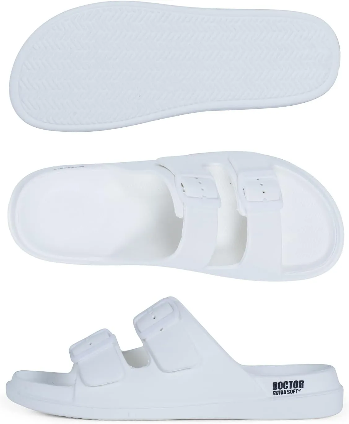 Men's Classic Cushion Sliders/Slippers with Adjustable Buckle Strap for Adult | Comfortable & LightWeight |Stylish & Anti-Skid| Waterproof & Everyday Flip Flops for Gents/Boys D-505