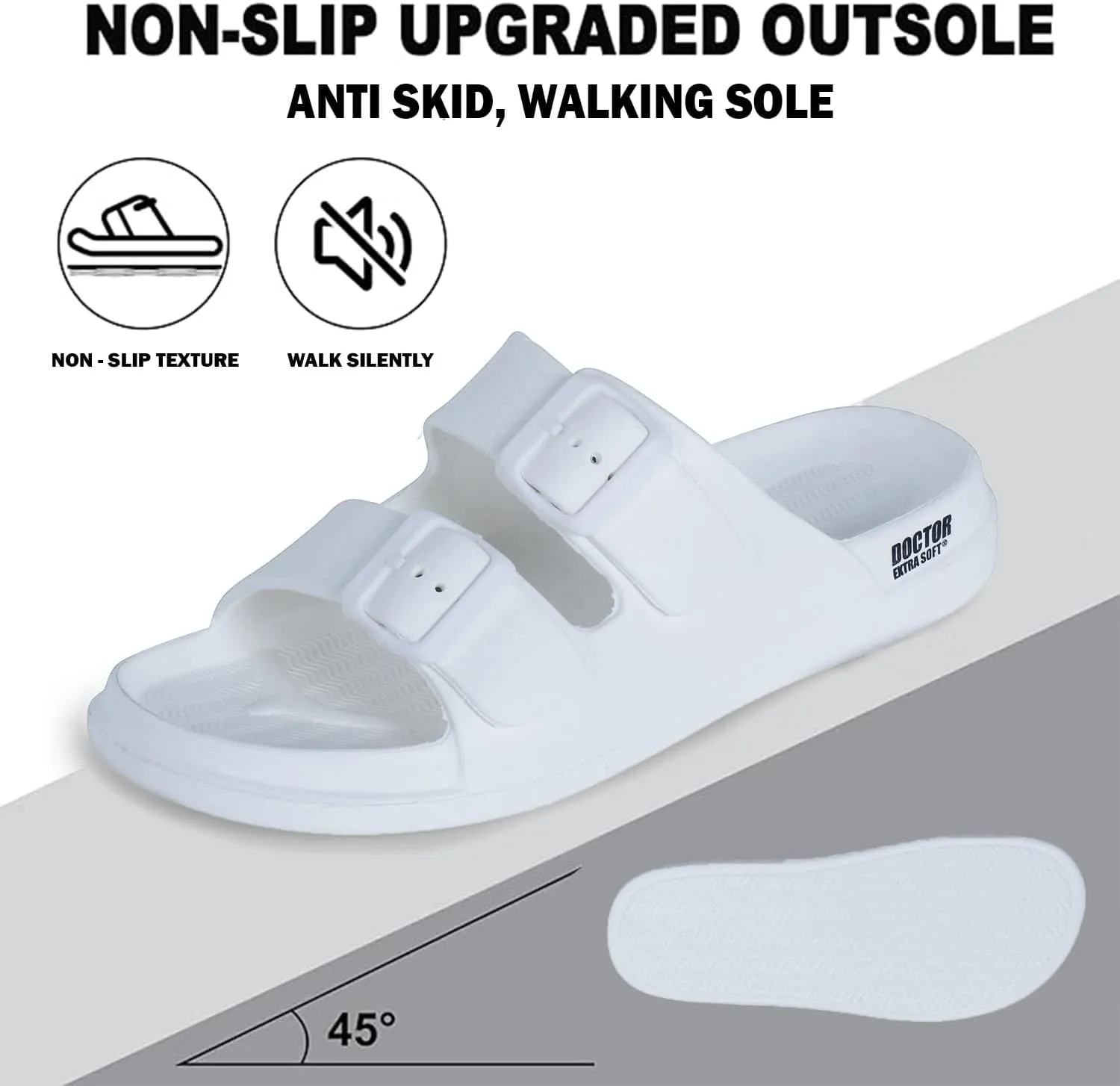 Men's Classic Cushion Sliders/Slippers with Adjustable Buckle Strap for Adult | Comfortable & LightWeight |Stylish & Anti-Skid| Waterproof & Everyday Flip Flops for Gents/Boys D-505
