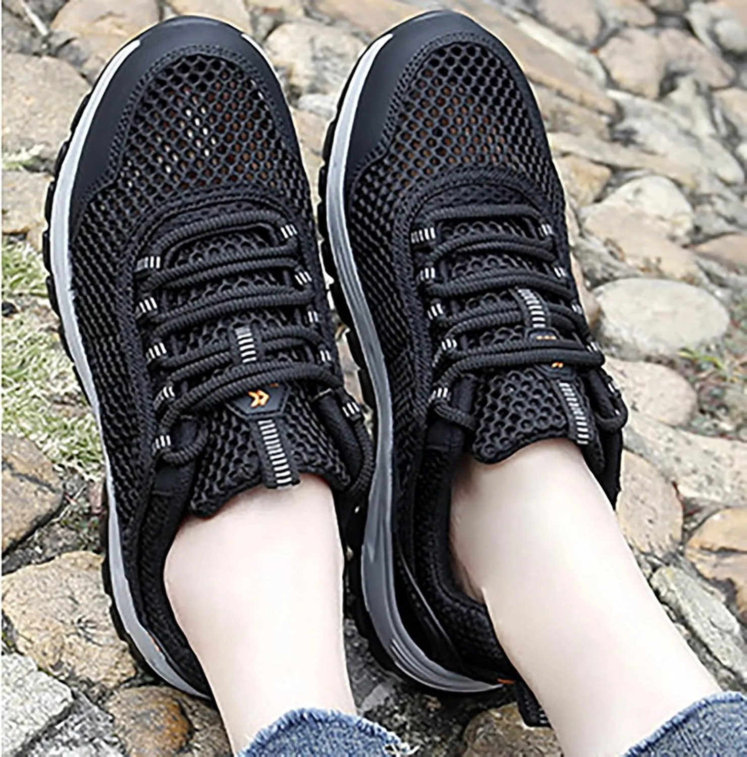 Mens Running Hollow Sneaker Womens Gym Walking Breathable Non Gym Sports Lace Up Trainers Tennis Lightweight Shoes