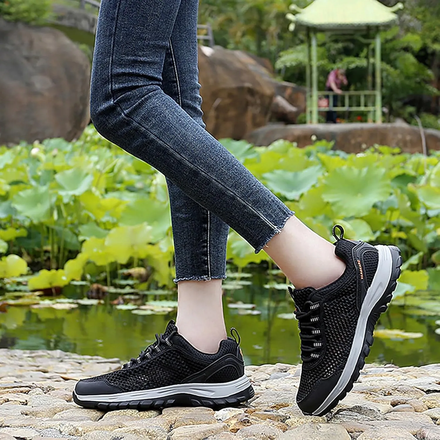 Mens Running Hollow Sneaker Womens Gym Walking Breathable Non Gym Sports Lace Up Trainers Tennis Lightweight Shoes