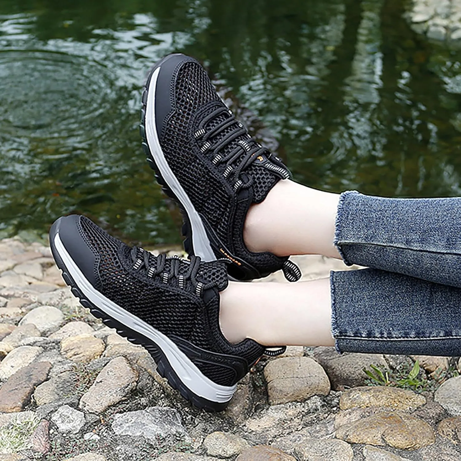 Mens Running Hollow Sneaker Womens Gym Walking Breathable Non Gym Sports Lace Up Trainers Tennis Lightweight Shoes