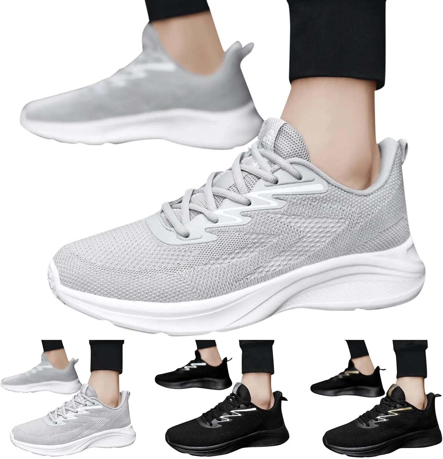 Mens Running Shoes Tennis Sneakers Walking Slip on Gym Workout Athletic Breathable Jogging Sport Casual Mesh Shoe with Arch Support Men's Daily Sneakers for Long Standing