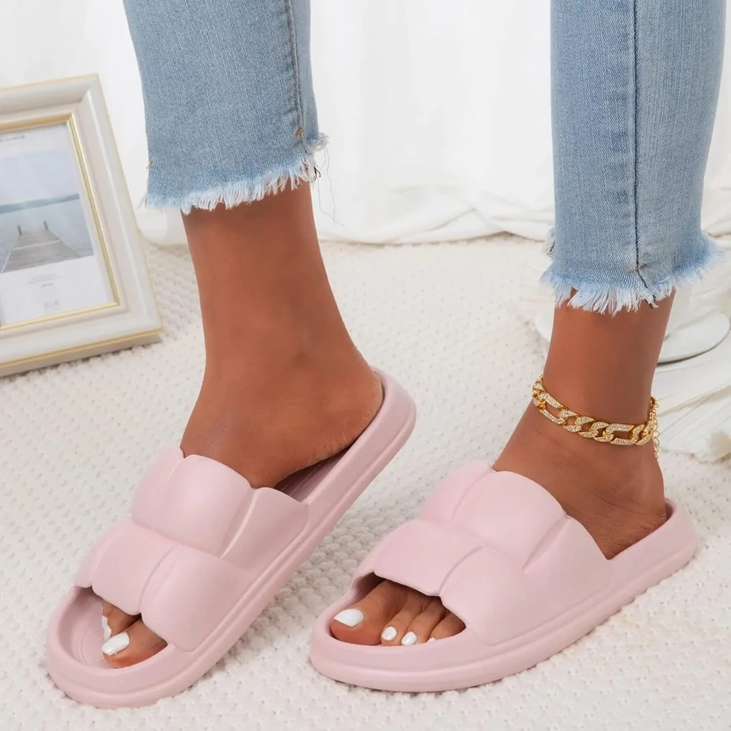 Mens Shower Shoes Shower Shoes Women Cloud Slippers for Men Slides for Women Bathroom Spa Indoor Slippers