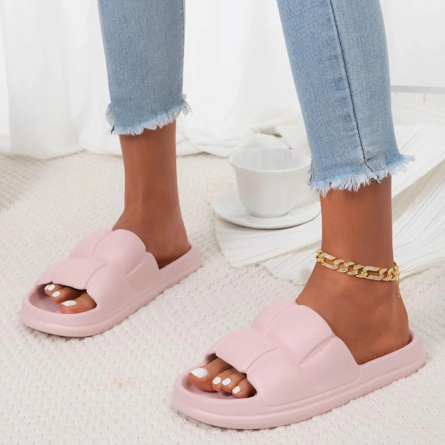 Mens Shower Shoes Shower Shoes Women Cloud Slippers for Men Slides for Women Bathroom Spa Indoor Slippers