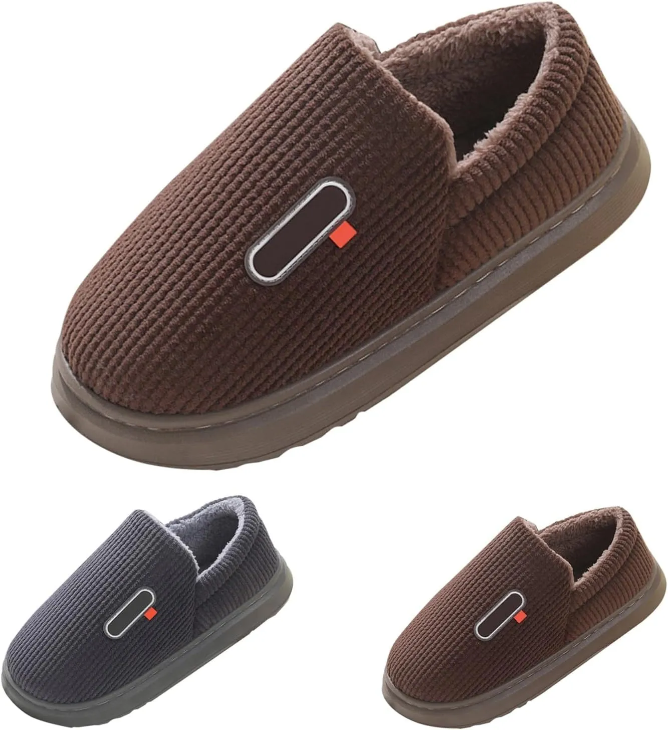 Men's Slippers Fluffy Plush Close Back Anti-Slip Slip On Loafer Shoe Winter Warm Outdoor Travel Comfort Trendy 2024