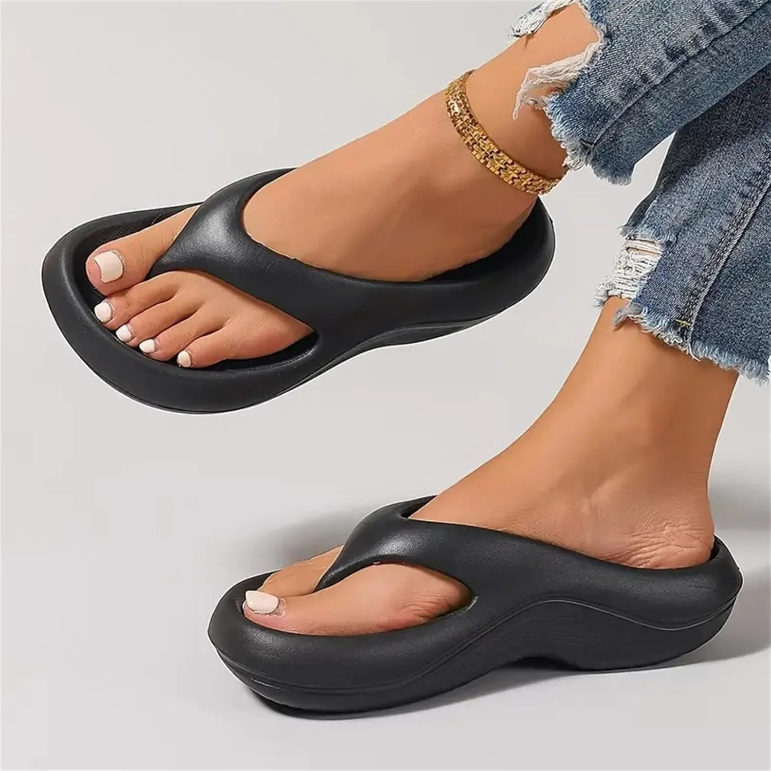 Orthopedic Sandals with Arch Support Flip Flops for Women Wedge Pressure Relief Water Friendly Shock Absorption Pillow Soft Slippers Summer Beach Lightweight Travel Outdoor Going Out Bathroom Slipper