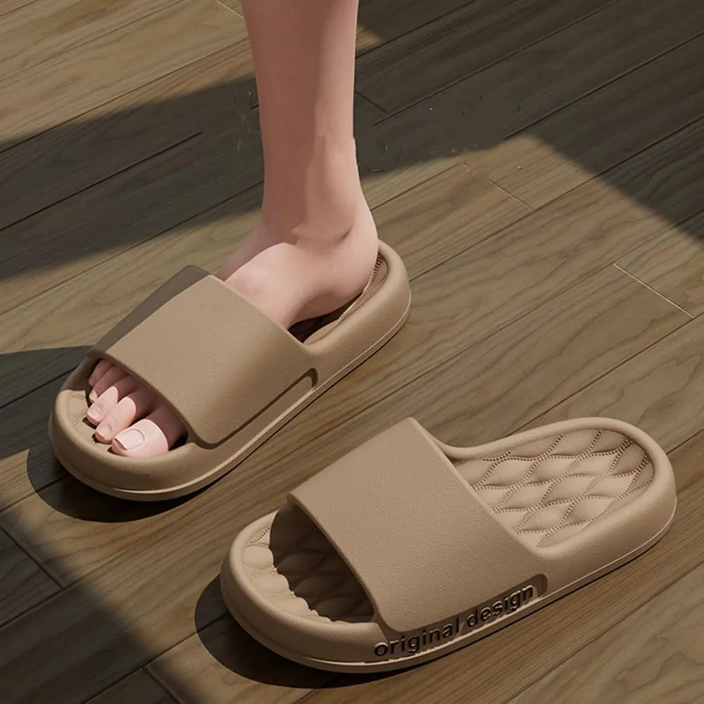 Pillow Slippers for Women and Men, EVA Cushioned Thick Sole Soft Slippers, Non-Slip Quick Drying Bathroom Shower Spa Pool Gym Cloud House Slides Sandals Summer Slippers for Indoor & Outdoor