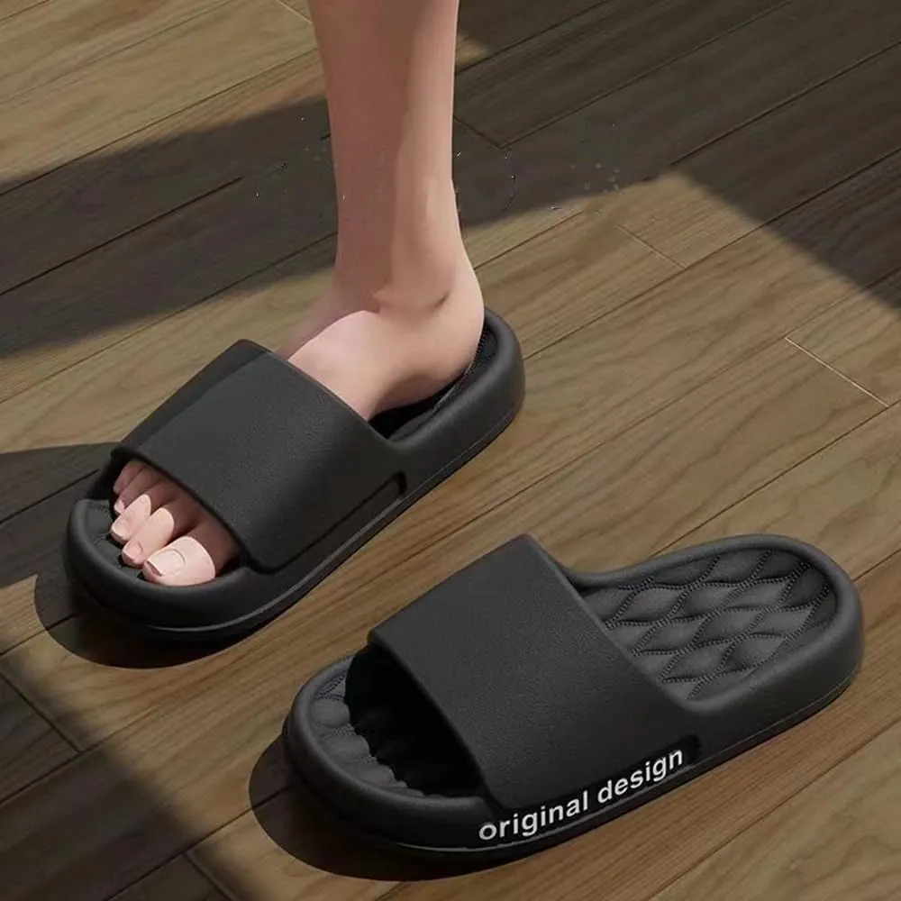 Pillow Slippers for Women and Men, EVA Cushioned Thick Sole Soft Slippers, Non-Slip Quick Drying Bathroom Shower Spa Pool Gym Cloud House Slides Sandals Summer Slippers for Indoor & Outdoor