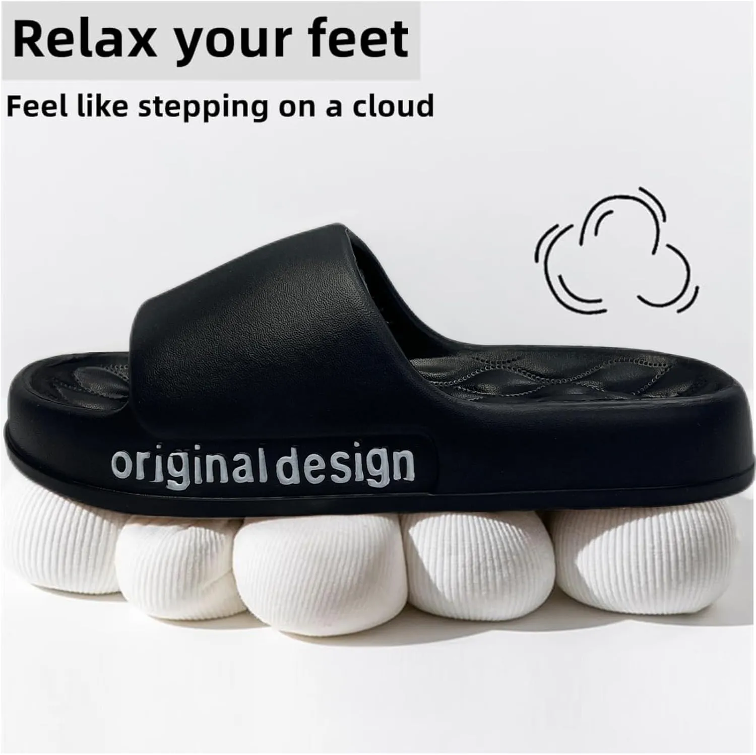 Pillow Slippers for Women and Men, EVA Cushioned Thick Sole Soft Slippers, Non-Slip Quick Drying Bathroom Shower Spa Pool Gym Cloud House Slides Sandals Summer Slippers for Indoor & Outdoor